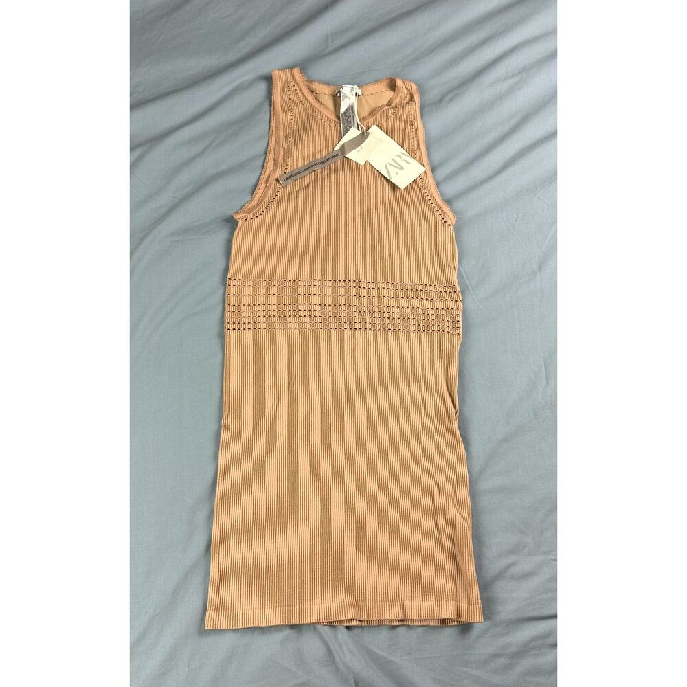 NWT ZARA Contour Collection Seamless Openwork Mini Dress Nude Sz M-L bloggers - Picture 4 of 10